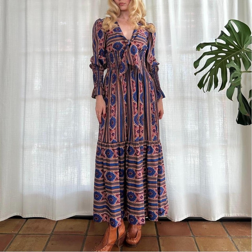Vintage 70s boho folk prairie dress
